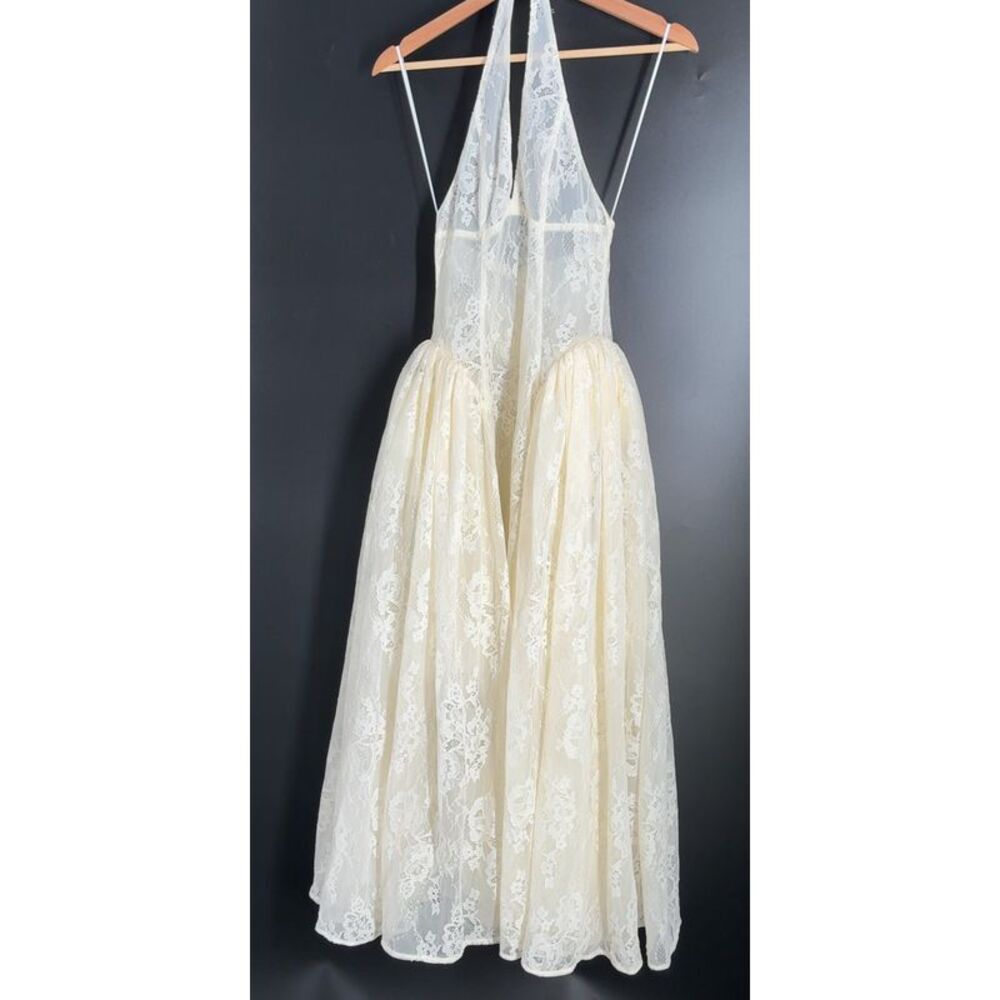 Huong Boutique Ivory Lace Halter Maxi Dress